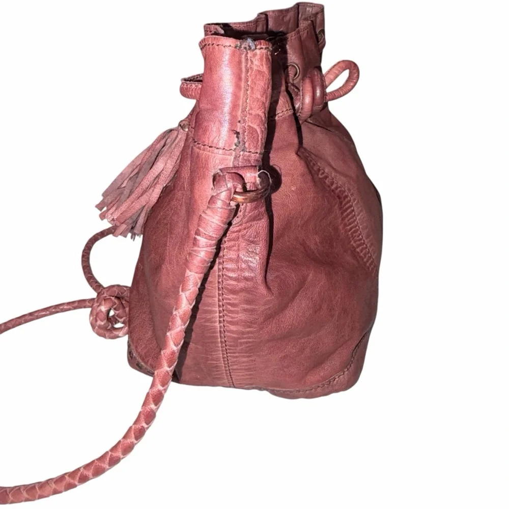 Civico 9 Brown Leather Studded Bucket Bag Purse